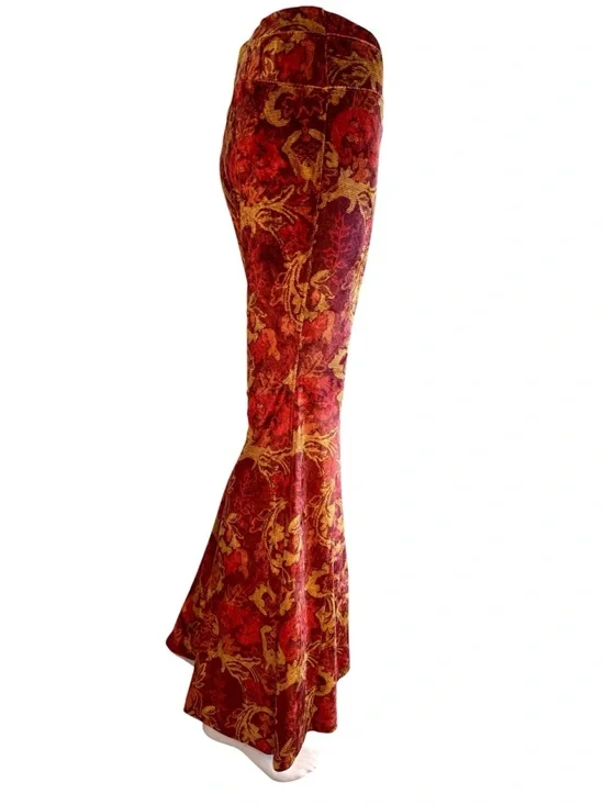 Free People Hold Me Closer Flared Bell Bottom Pant Small Velvet Flame Combo - Picture 4 of 16